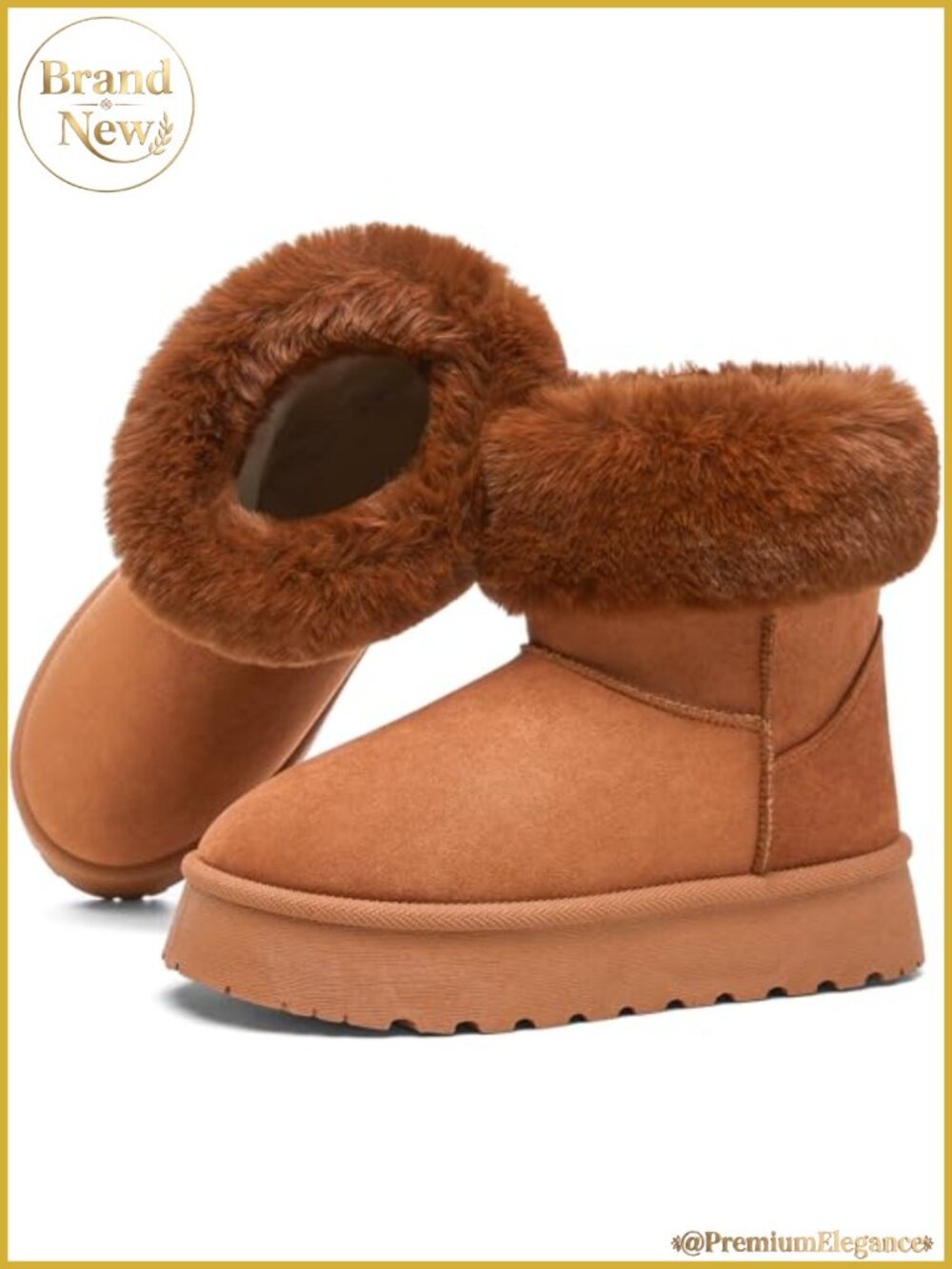 Womens Faux Suede Fur Lined Ankle Snow Booties Pull-On Winter Boots